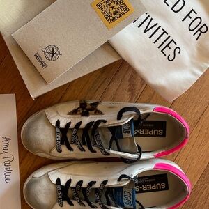Golden Goose White, Leopard and Pink Sneakers Superstars Size 39